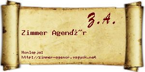 Zimmer Agenór névjegykártya